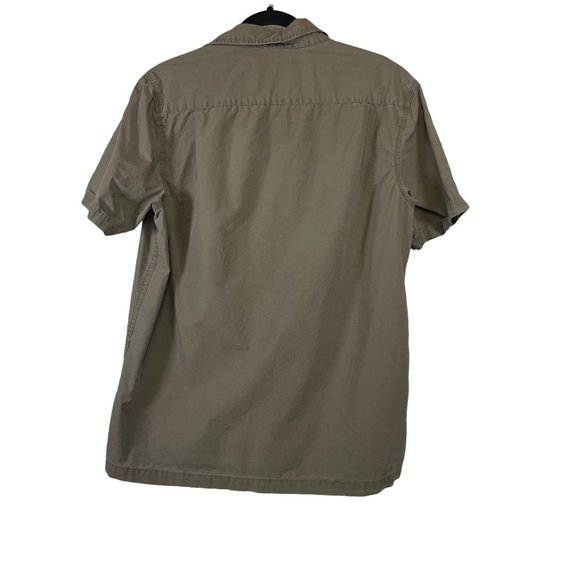 Mantaray Mens Size Large Khaki Tan Short Sleeve Button Up Casual Shirt - Picture 2 of 6
